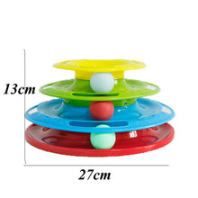 Load image into Gallery viewer, Three Levels pet cat toy Tower Tracks Disc cat Intelligence Amusement triple disc cat toys ball Training Amusement plate