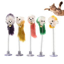 Load image into Gallery viewer, 1pc Plastic Cat Toys Feather Funny Cat Mice Shape 20 x 10cm False Mouse Pet Products Bottom Sucker Elastic Random Color
