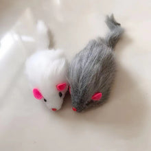 Load image into Gallery viewer, 1pc Plastic Cat Toys Feather Funny Cat Mice Shape 20 x 10cm False Mouse Pet Products Bottom Sucker Elastic Random Color
