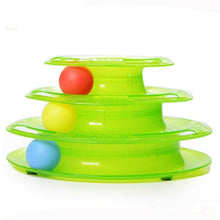 Load image into Gallery viewer, Three Levels pet cat toy Tower Tracks Disc cat Intelligence Amusement triple disc cat toys ball Training Amusement plate
