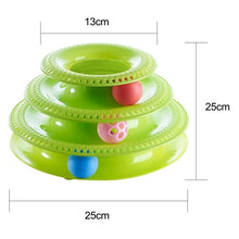 Load image into Gallery viewer, Three Levels pet cat toy Tower Tracks Disc cat Intelligence Amusement triple disc cat toys ball Training Amusement plate
