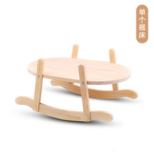 Load image into Gallery viewer, Wooden Cat Swing Rocking Bed Washable Pet Soft Plush House Kitten Sleeping Hammock Mat Cat Cradle Beds Small Dog Bed M6106
